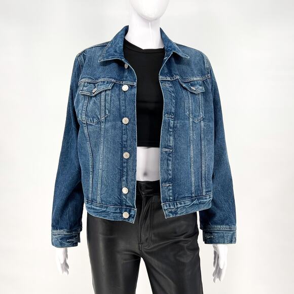 AGOLDE Vivian Denim Jacket Record Wash Classic Trucker Size L - Picture 2 of 9